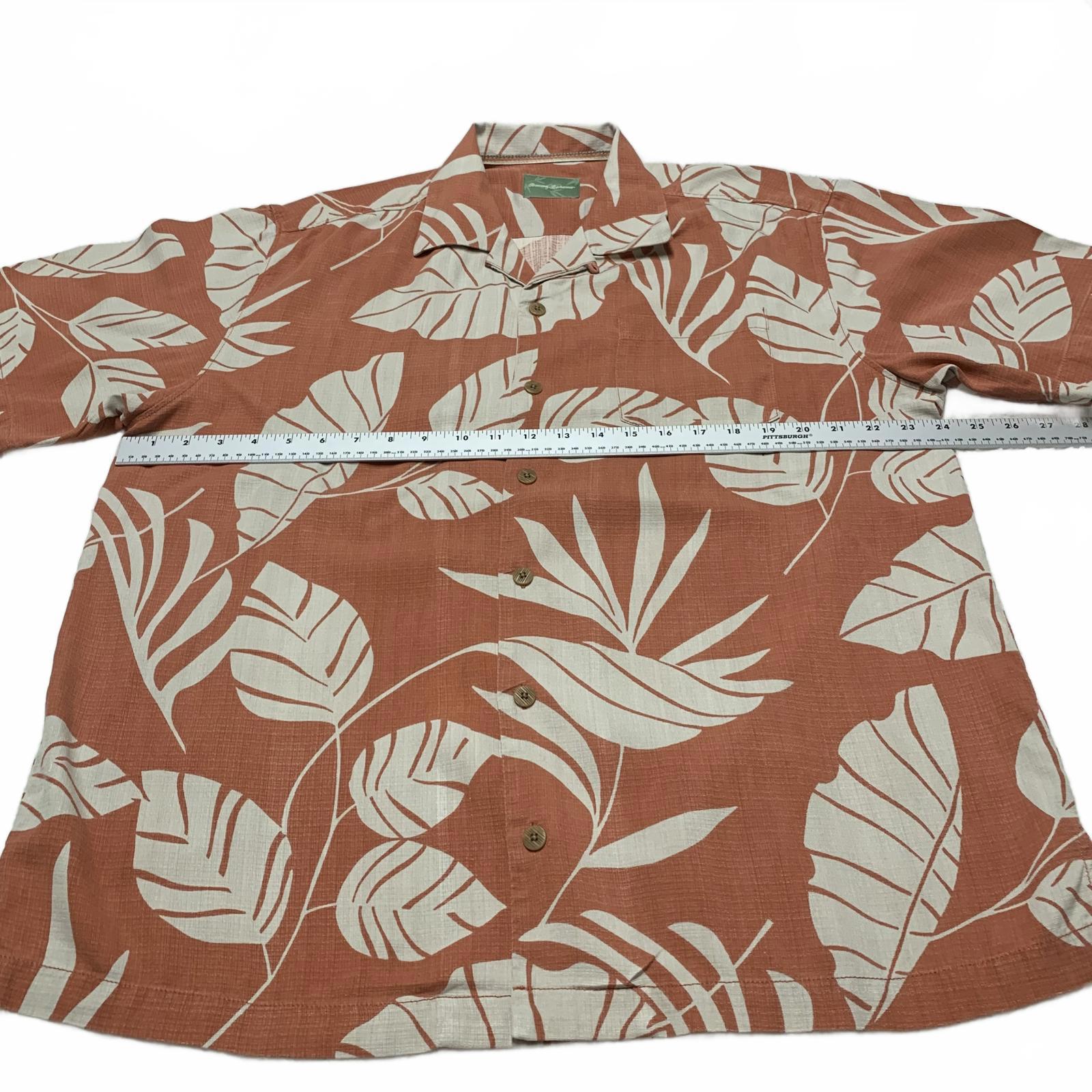 Tommy Bahama Mens Sz L Tropical Leaf Print  Shirt Silk Vacation Ready