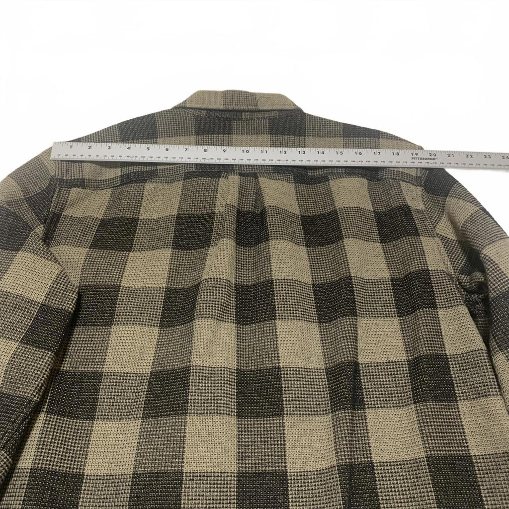 GAP Men's Size XL Tall Olive Black Buffalo Plaid Standard Fit Button-Up Shirt