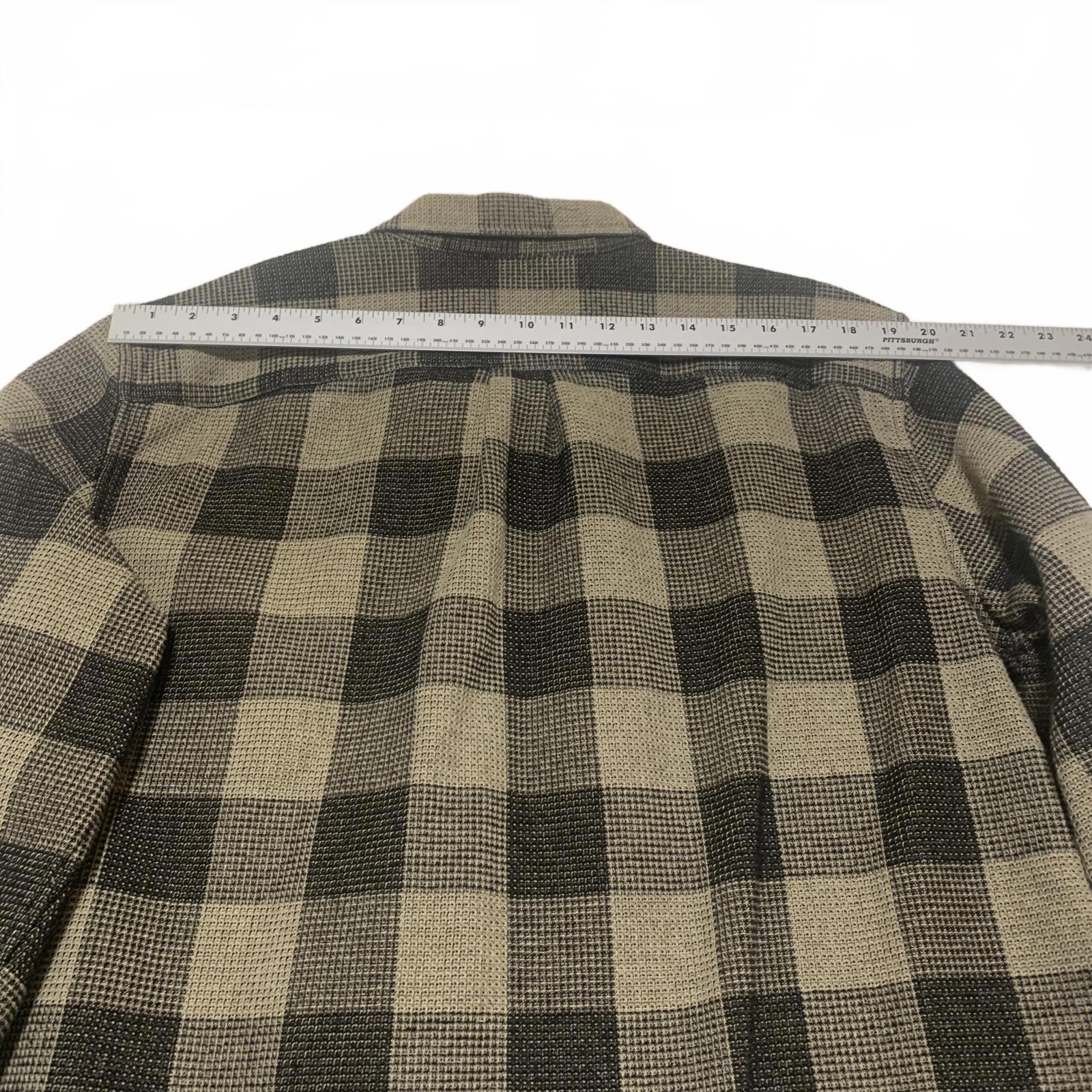 GAP Men's Size XL Tall Olive Black Buffalo Plaid Standard Fit Button-Up Shirt