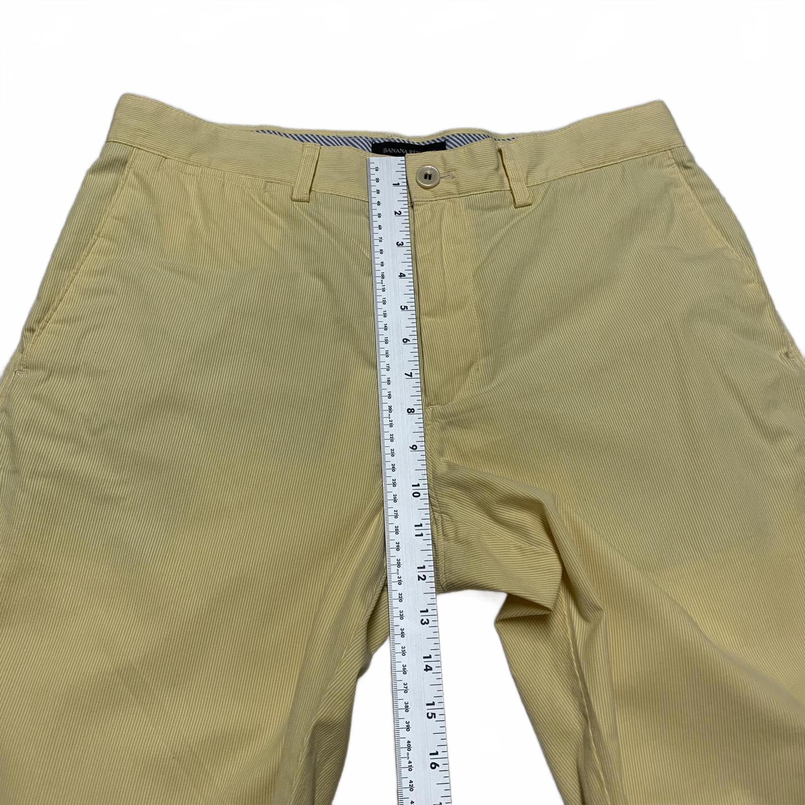 Banana Republic Mens Sz 32 Yellow PinStriped chino Shorts W34 Cotton