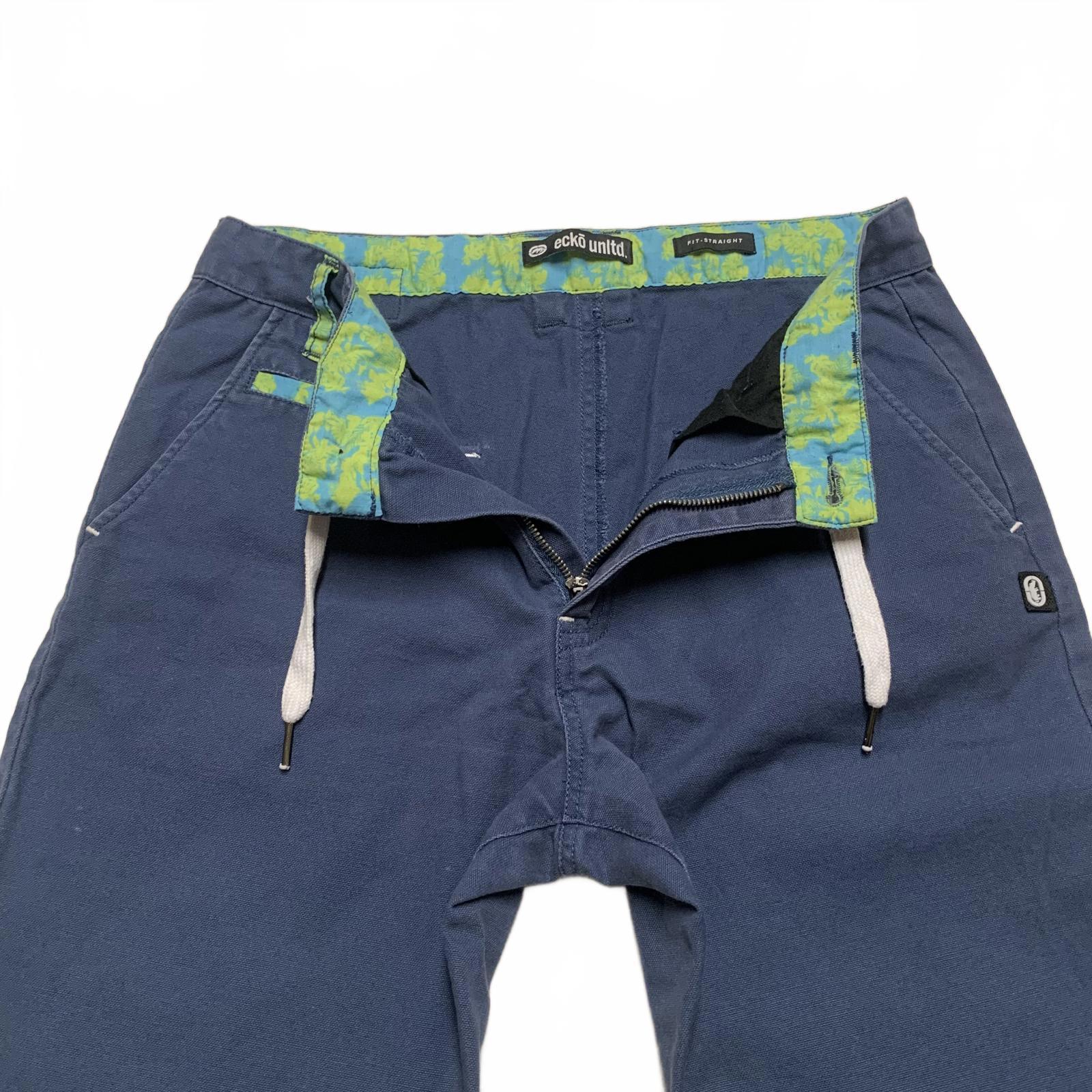 Ecko Unltd. Men's See Measurements Blue Fit-Straight Casual Pants Navy Blue
