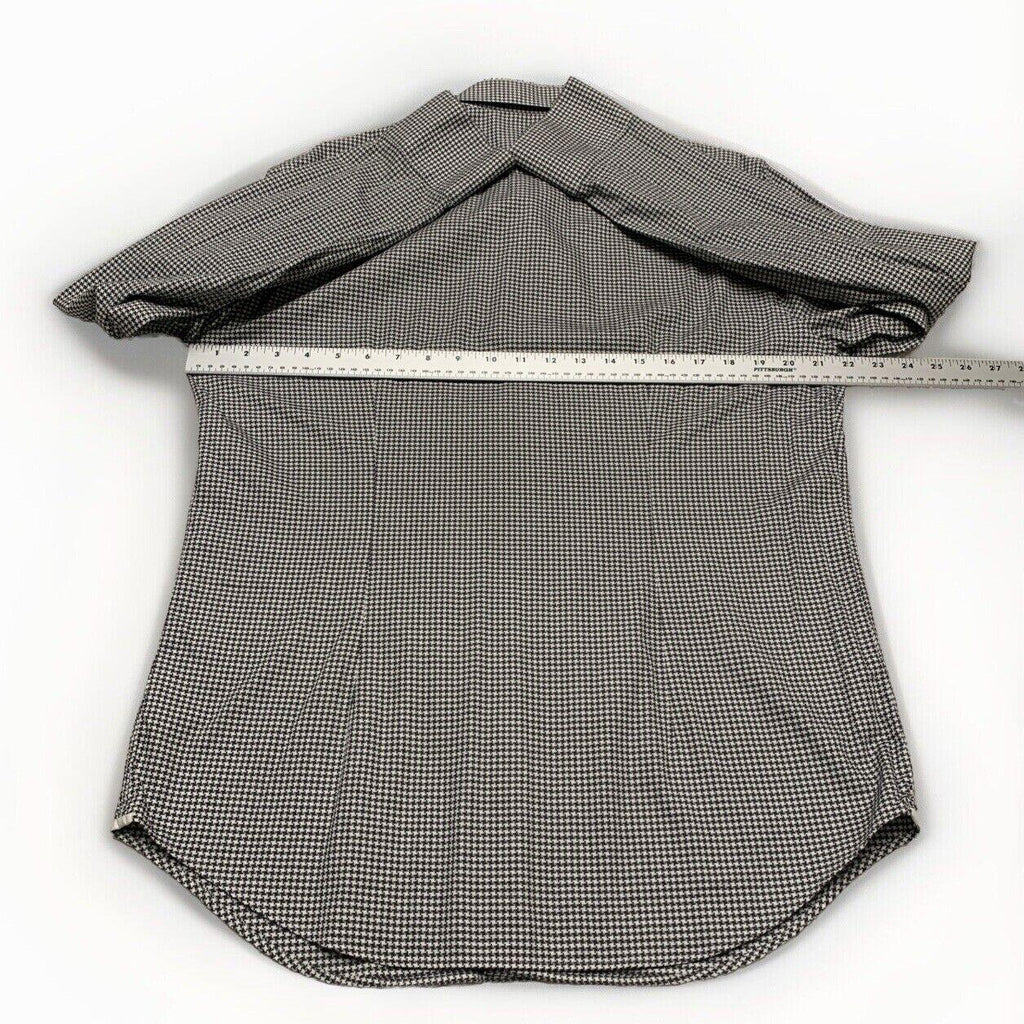 Saks Fifth Avenue Men Shirt 16 1/2 Gray Houndstooth Print Long Sleeve Button Up