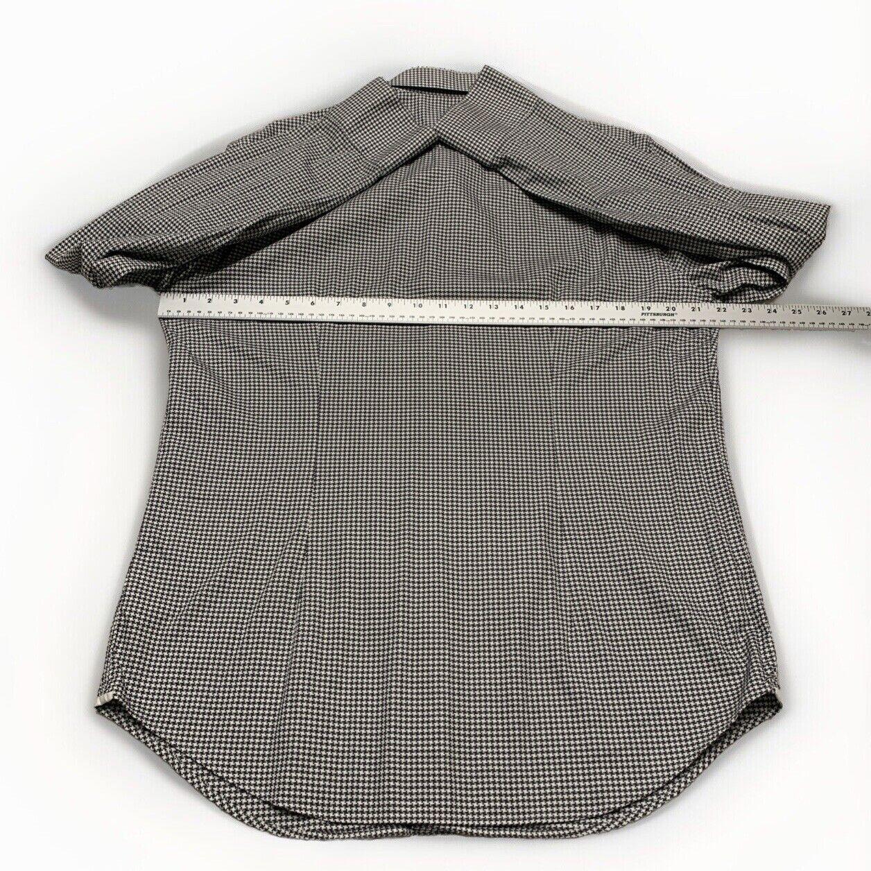 Saks Fifth Avenue Men Shirt 16 1/2 Gray Houndstooth Print Long Sleeve Button Up