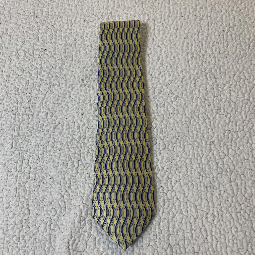 Umo Lorenzo Men's Tie Yellow Blue Grey Italian Design