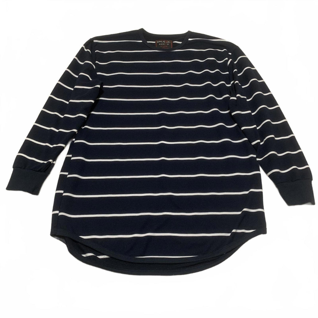 Galaxy Women's Size XXL Navy Blue White Striped Long Sleeve Shirt