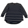 Galaxy Women's Size XXL Navy Blue White Striped Long Sleeve Shirt