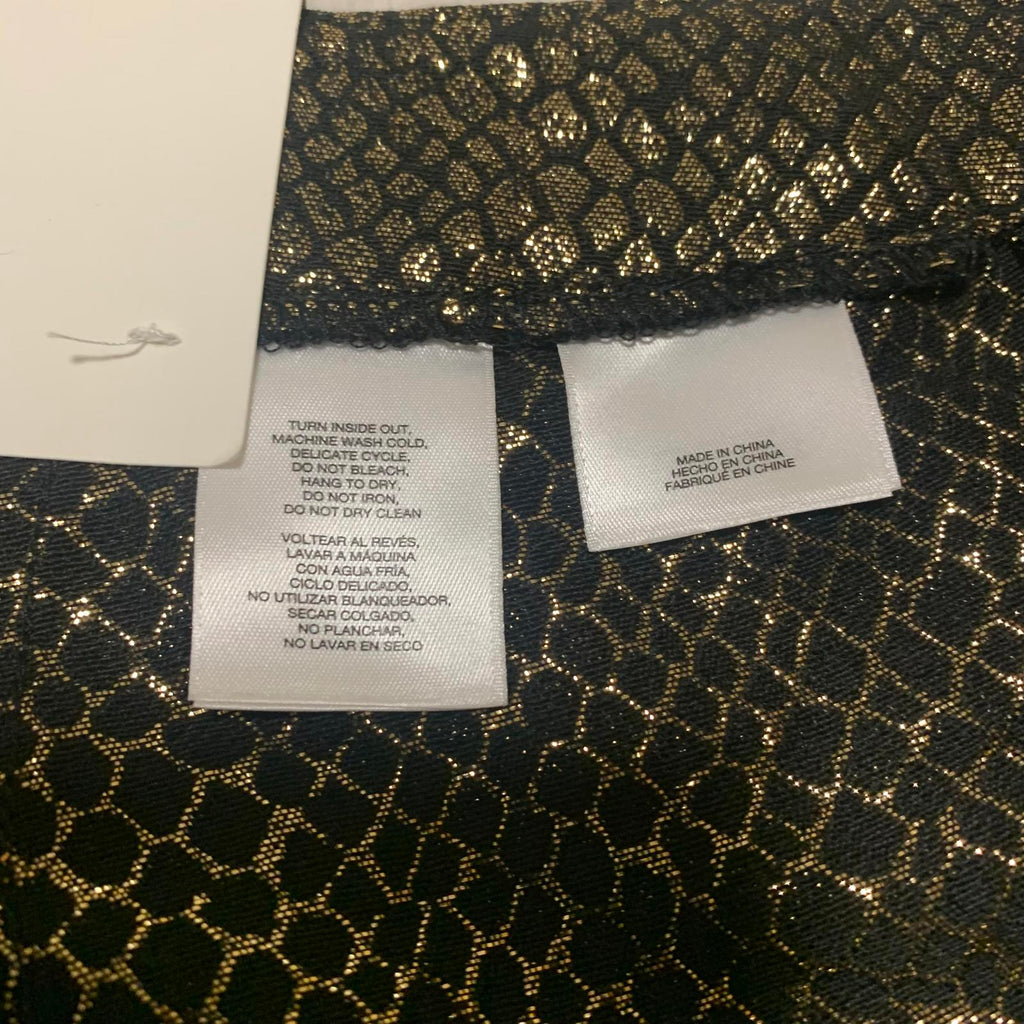Anne Klein Womens Size 8 Metallic Gold Black Snake Skin Patterned Pants
