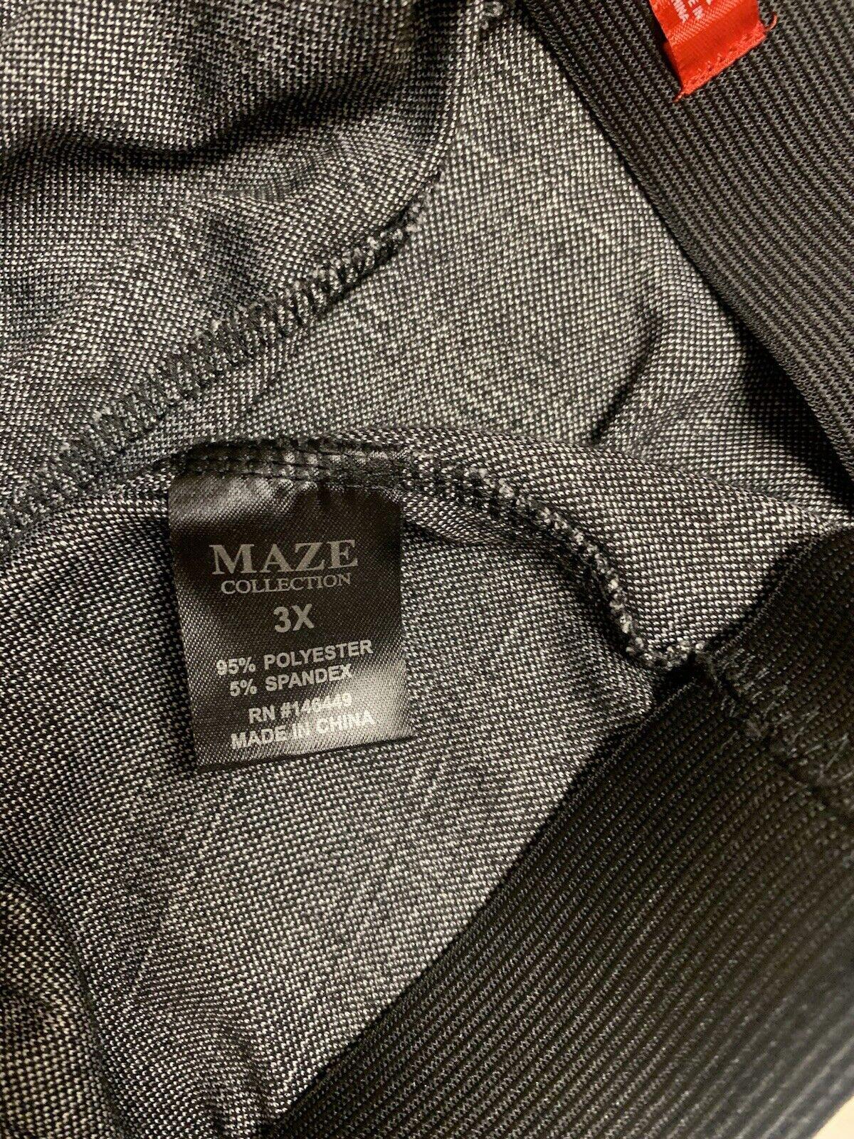 Maze Collection Pants Women's 3X Black Plaid Stretch Sewn