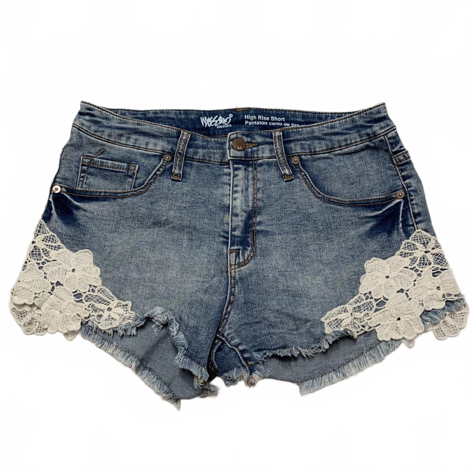 Mossino Womens Size 8/W29 High Rise Denim Shorts Lace Trim