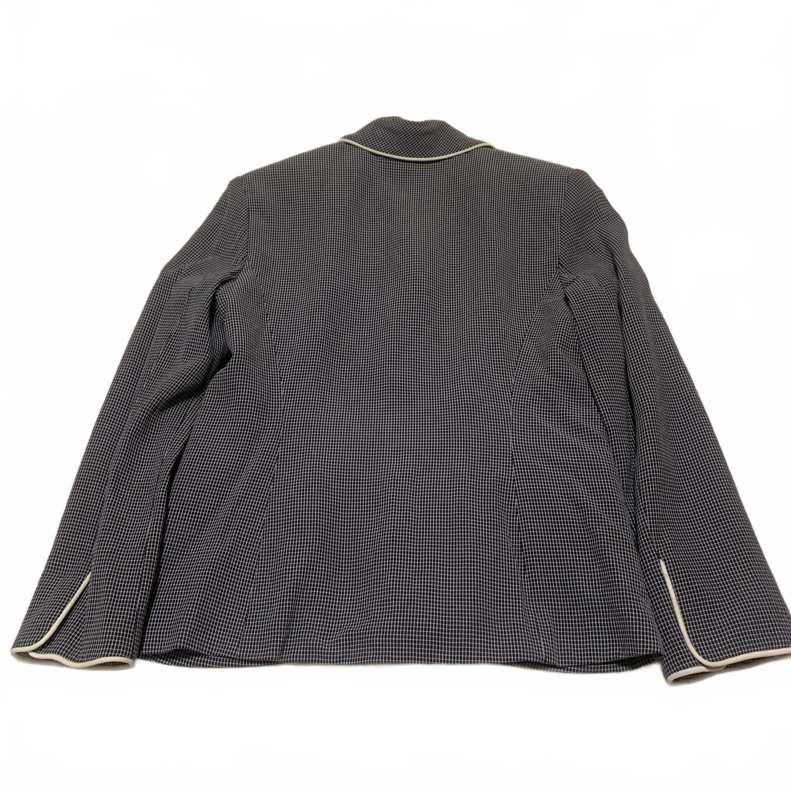 Vintage Casual Corner Petite Women's 8P Navy Blazer Piped Trim Button Jacket