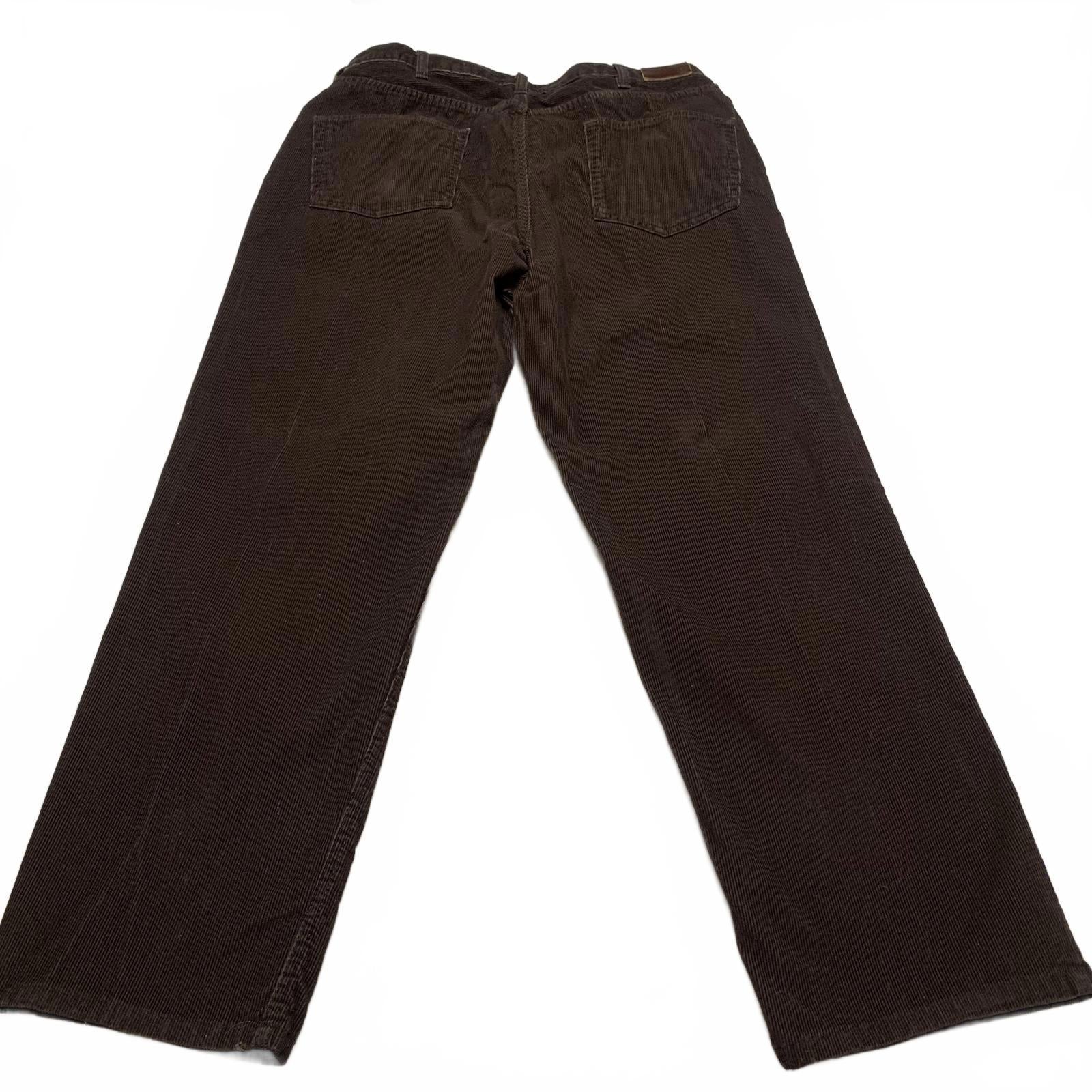 Lands' End Men's Size 38 Brown Traditional Fit Tapered Leg Corduroy Pants