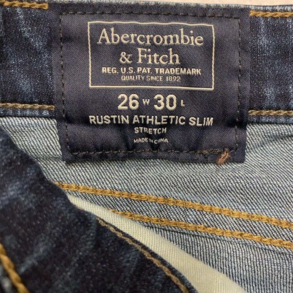 Abercrombie & Fitch Mens 26x30 Blue Jeans Rustin Athletic Slim Stretch
