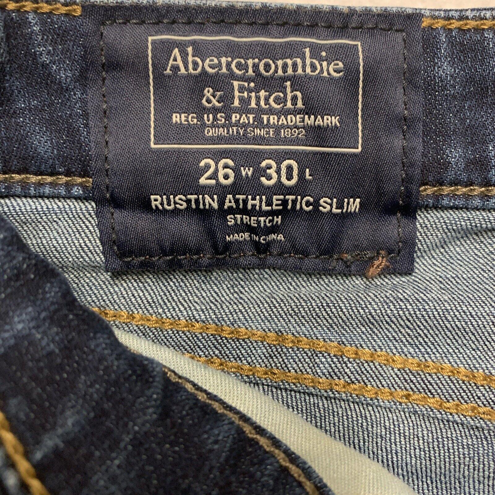 Abercrombie & Fitch Mens 26x30 Blue Jeans Rustin Athletic Slim Stretch