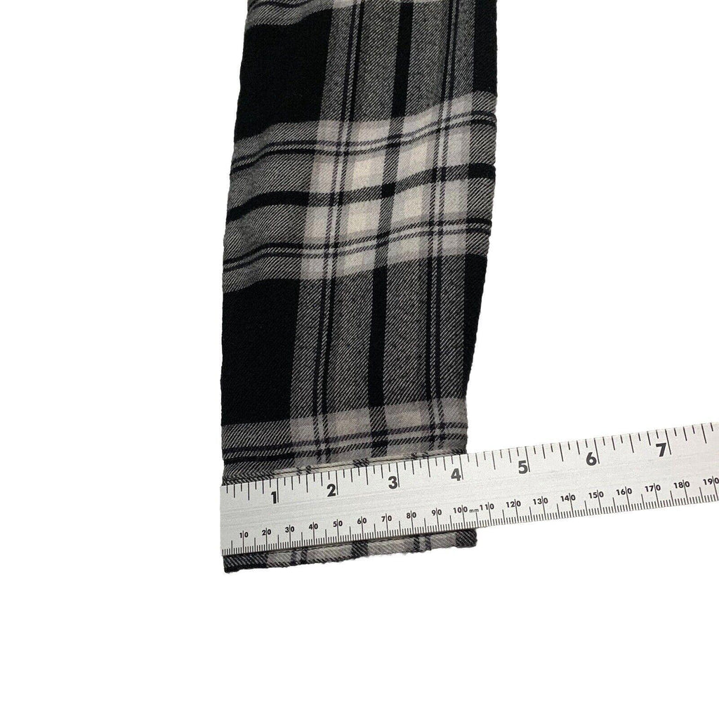 American Eagle Plaid Flannel Tunic Size Small Black White Pin Tuck Jegging Fit M
