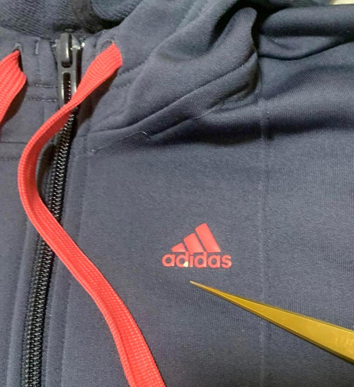 Adidas Women's Size S Navy Blue Hooded Zip-Up Hoodie Sweater 3 Stripes