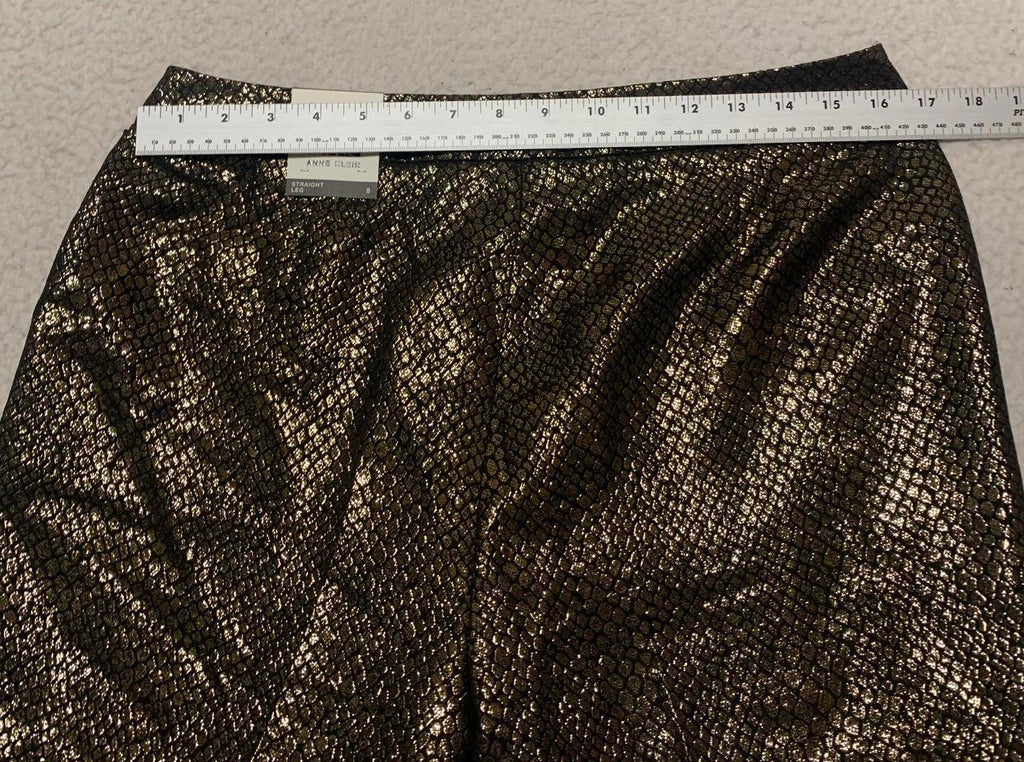 Anne Klein Womens Size 8 Metallic Gold Black Snake Skin Patterned Pants