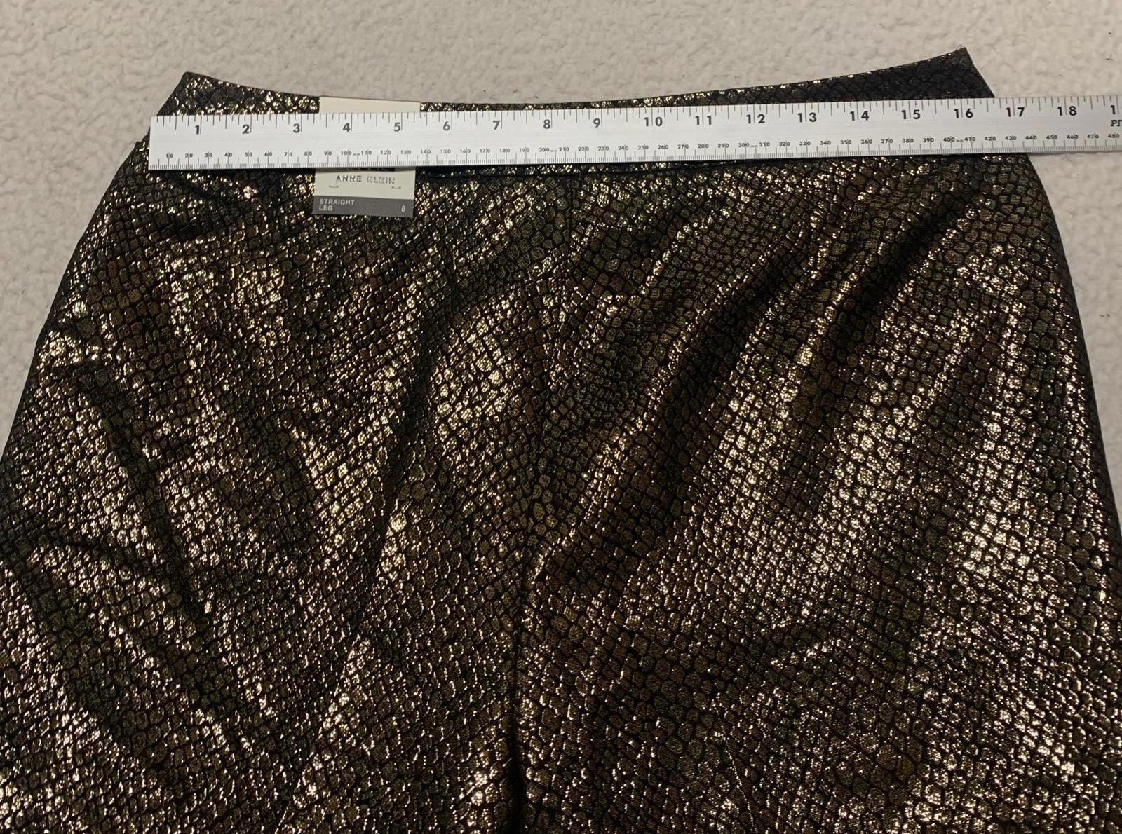 Anne Klein Womens Size 8 Metallic Gold Black Snake Skin Patterned Pants