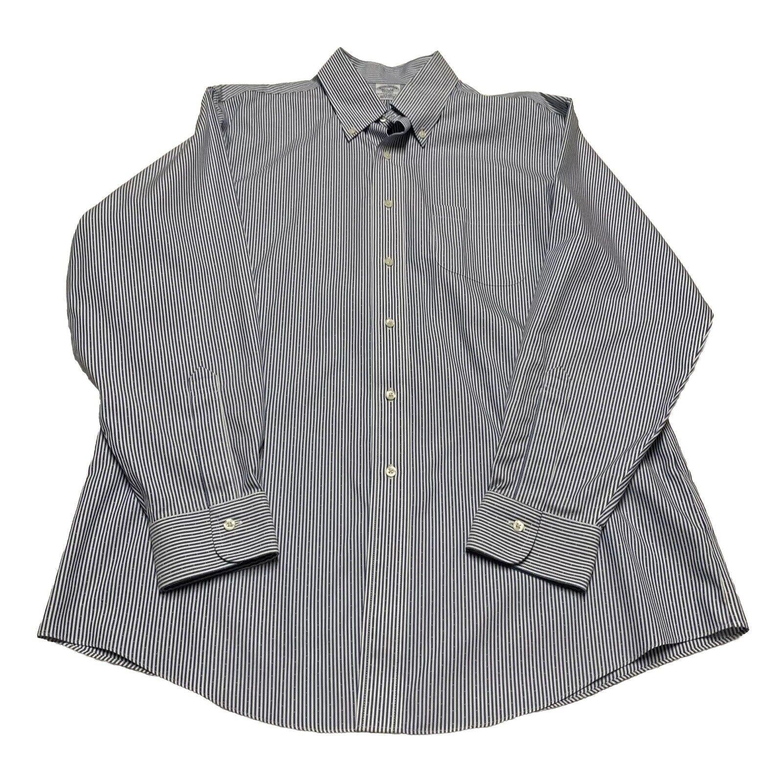 Brooks Brothers Regent Shirt Mens 16 1/2 - 34 Blue Striped Long Sleeve Non-Iron