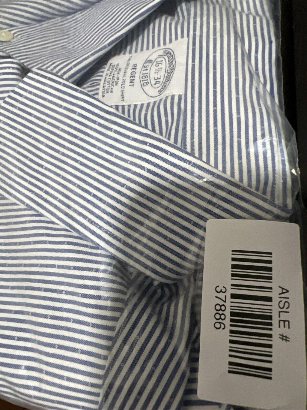 Brooks Brothers Regent Shirt Mens 16 1/2 - 34 Blue Striped Long Sleeve Non-Iron