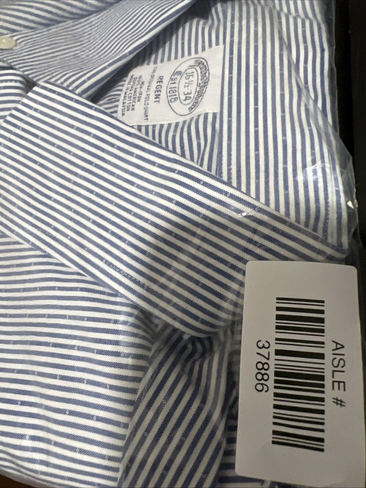 Brooks Brothers Regent Shirt Mens 16 1/2 - 34 Blue Striped Long Sleeve Non-Iron