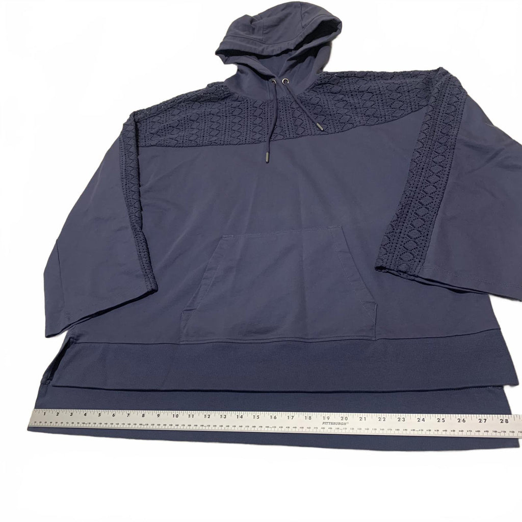 June & Vie Women's Size Large 18-20 Slate Blue Hoodie Sweatshirt Textured Detail