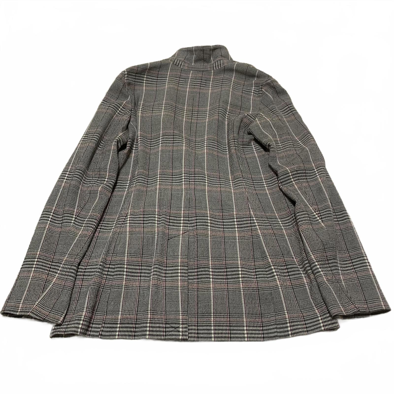 Treasure & Bond Women's Plaid Blazer Jacket XS Black Pink Gray 1-Button Stretch