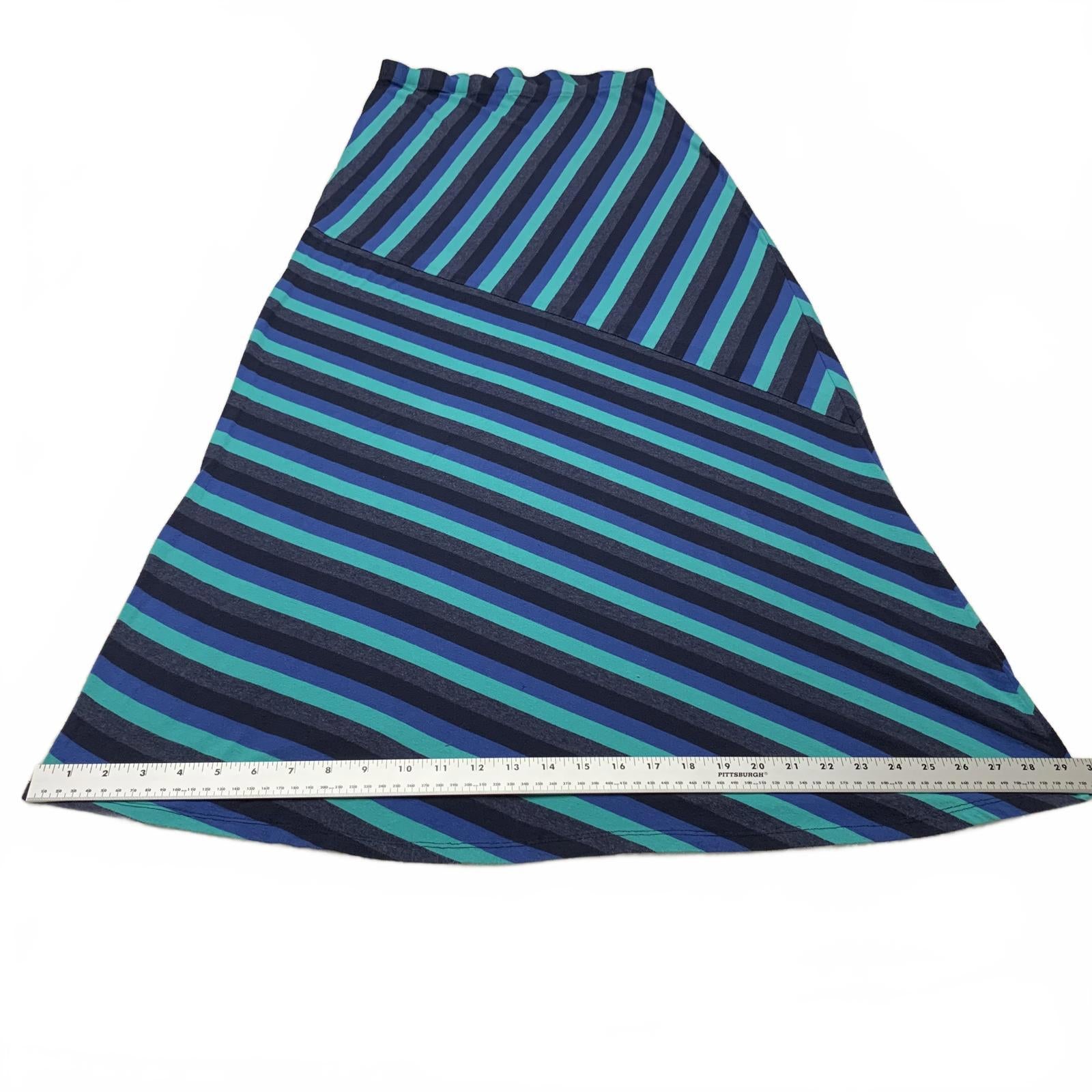 Vtg Matty M Womens Sz S Convertible Midi Skirt to Dress Blue Green Striped