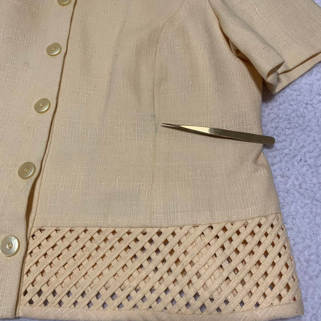 Lennie Woman for Nina Leonard Women's Size 16W Yellow Button-Up Jacket Lattice