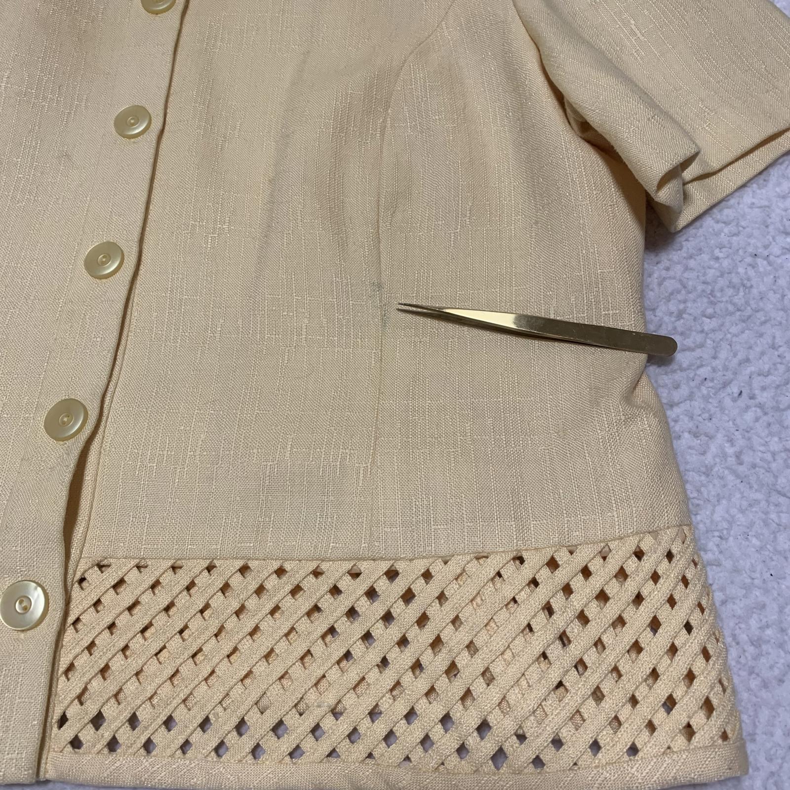 Lennie Woman for Nina Leonard Women's Size 16W Yellow Button-Up Jacket Lattice