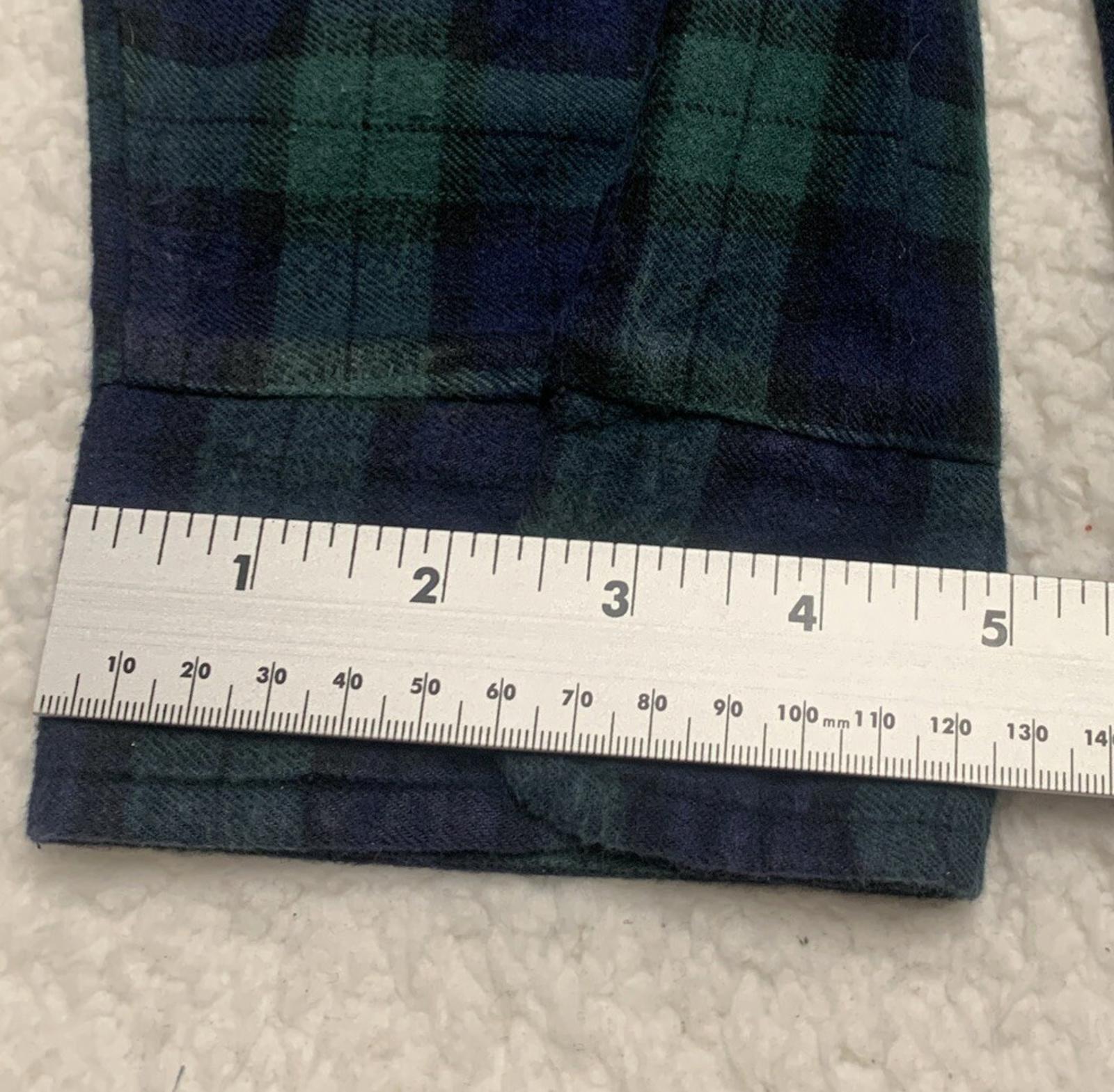 Faded Glory Men’s 2XL 50/52 Blue Green Plaid Long Sleeve Skipper Shirt