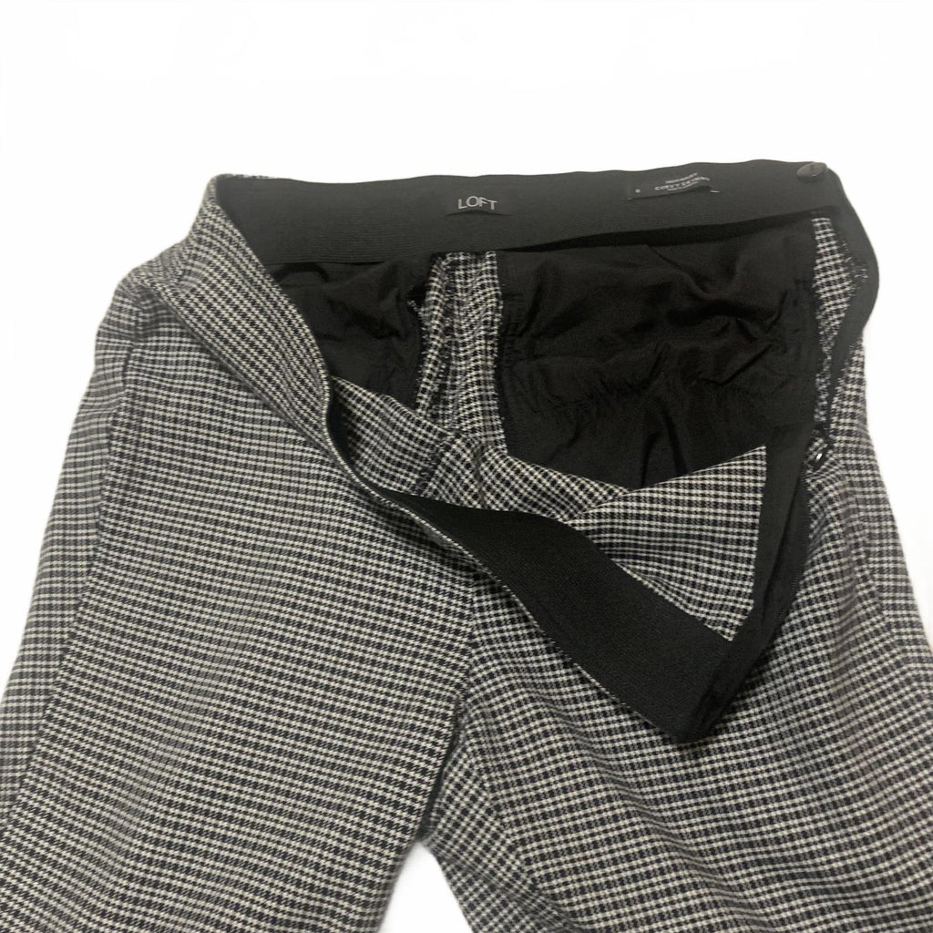 LOFT Women's Dress Pants Size 8 Black White Checkered Pattern Curvy Skinny