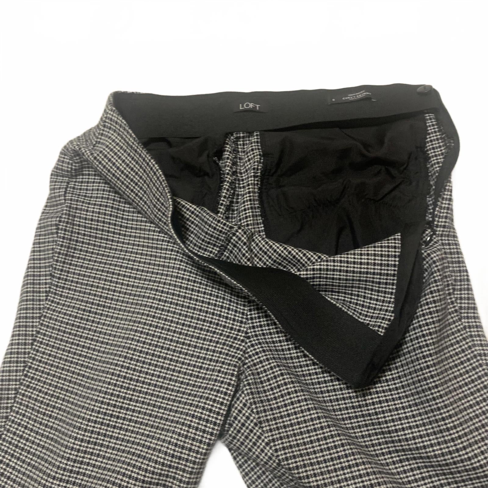 LOFT Women's Dress Pants Size 8 Black White Checkered Pattern Curvy Skinny