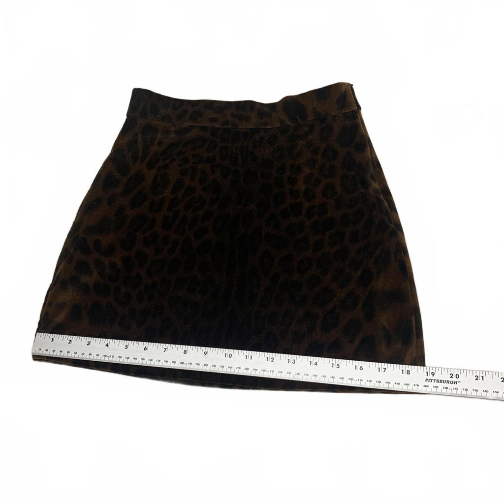 Zara TRF Women's Velvet Leopard Print Mini Skirt XS Brown Black Y2K Retro