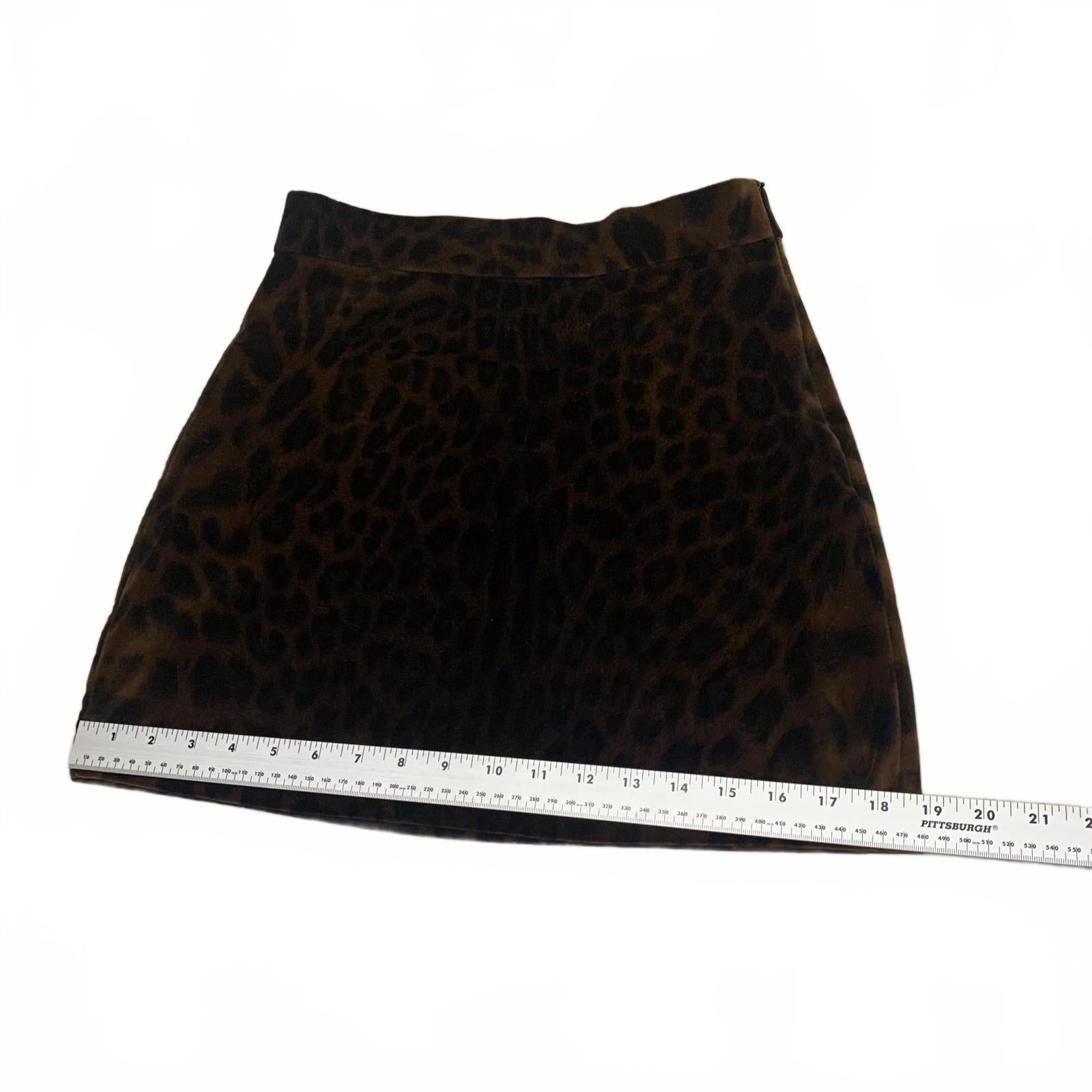 Zara TRF Women's Velvet Leopard Print Mini Skirt XS Brown Black Y2K Retro