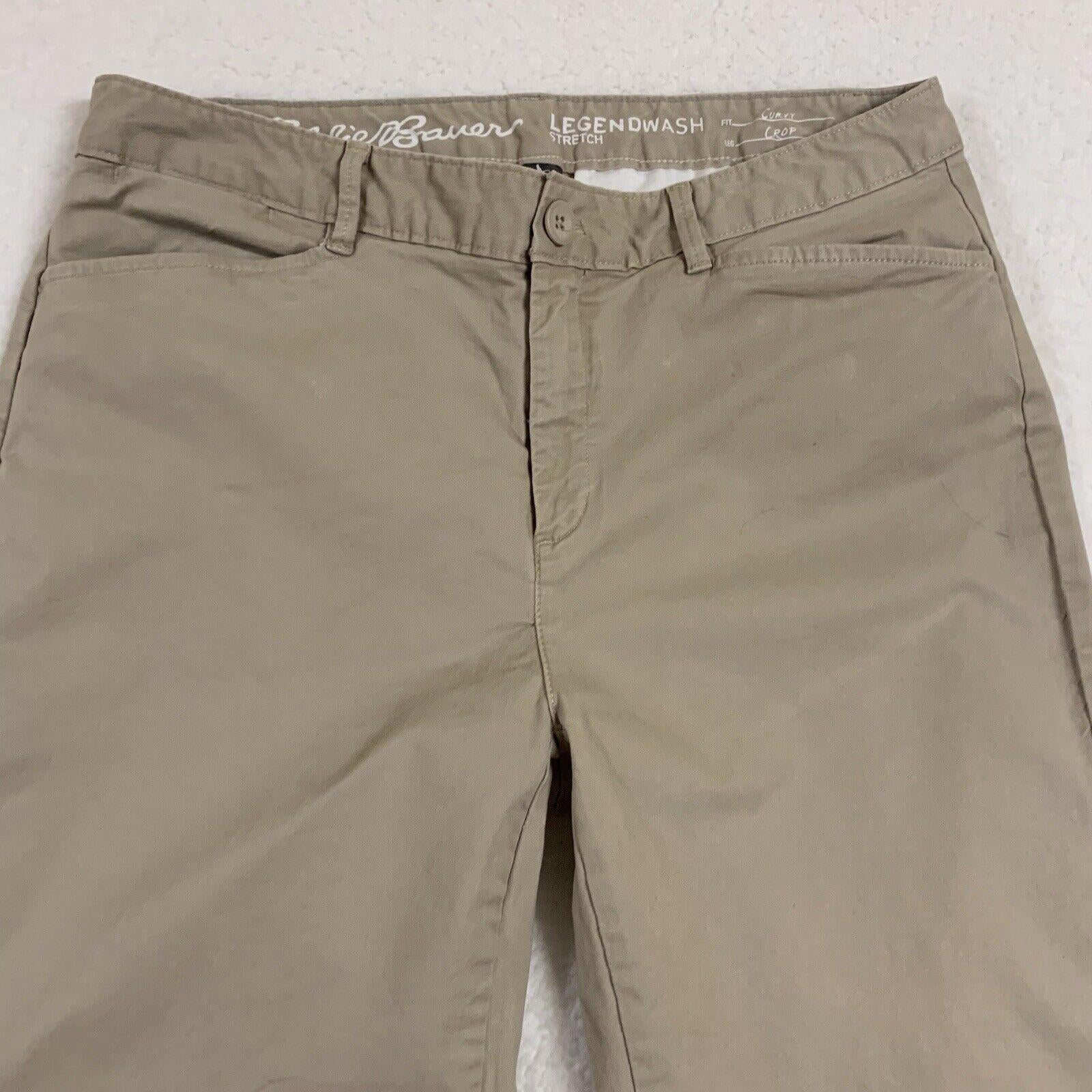Eddie Bauer Pants Women's Size 12 Khaki Curvy  Crop Chino Straight W33.5x23.5L
