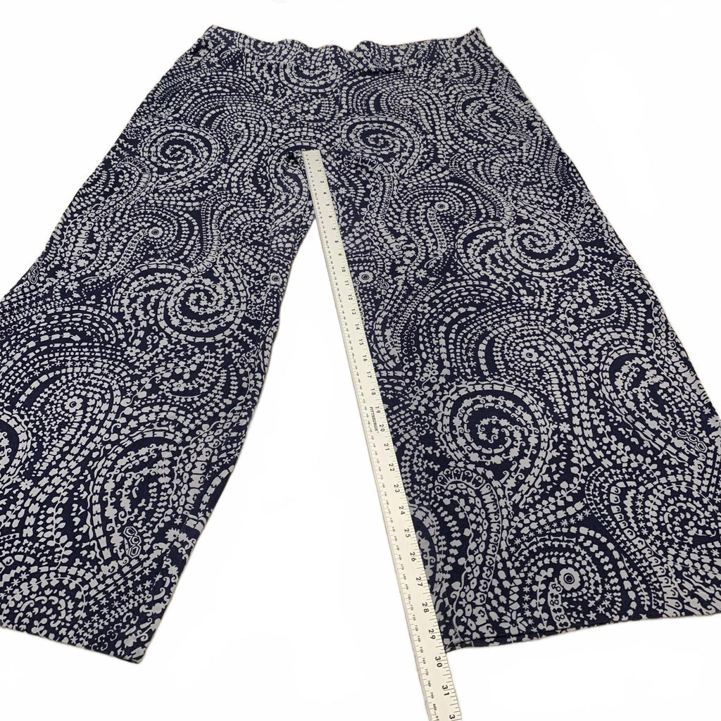 Charter Club Weekend Women's 3X Navy Abstract Print Wide-Leg Pants W41