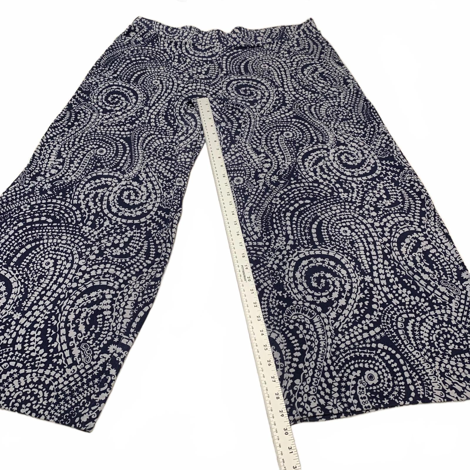 Charter Club Weekend Women's 3X Navy Abstract Print Wide-Leg Pants W41