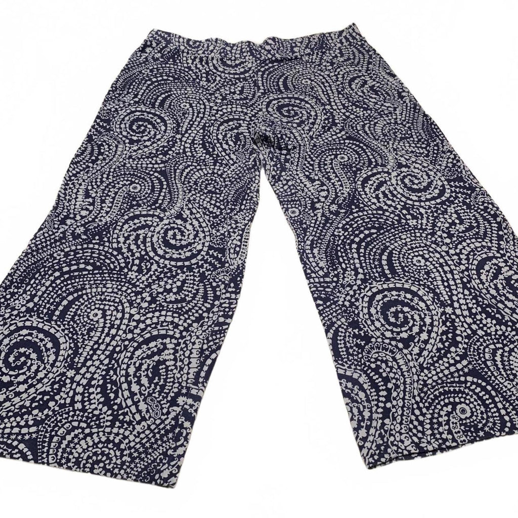 Charter Club Weekend Women's 3X Navy Abstract Print Wide-Leg Pants W41