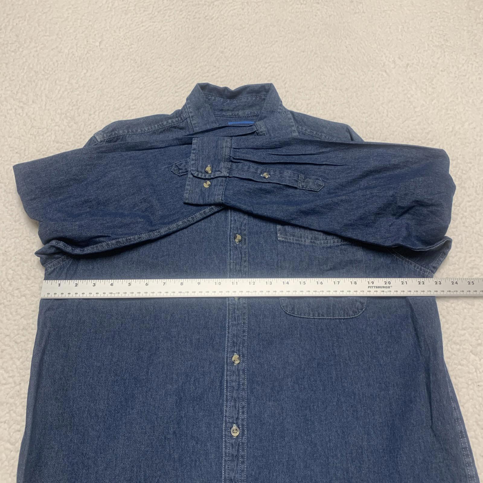 Port & Company Men's Size L Denim Blue Work Shirt NYCHA Uniform Utility Core