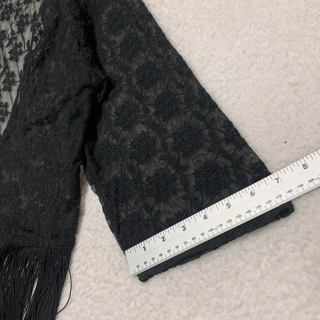 Divided H&M Women’s Size S Black Lace Fringe Shawl Ladies Scarf Boho Grunge