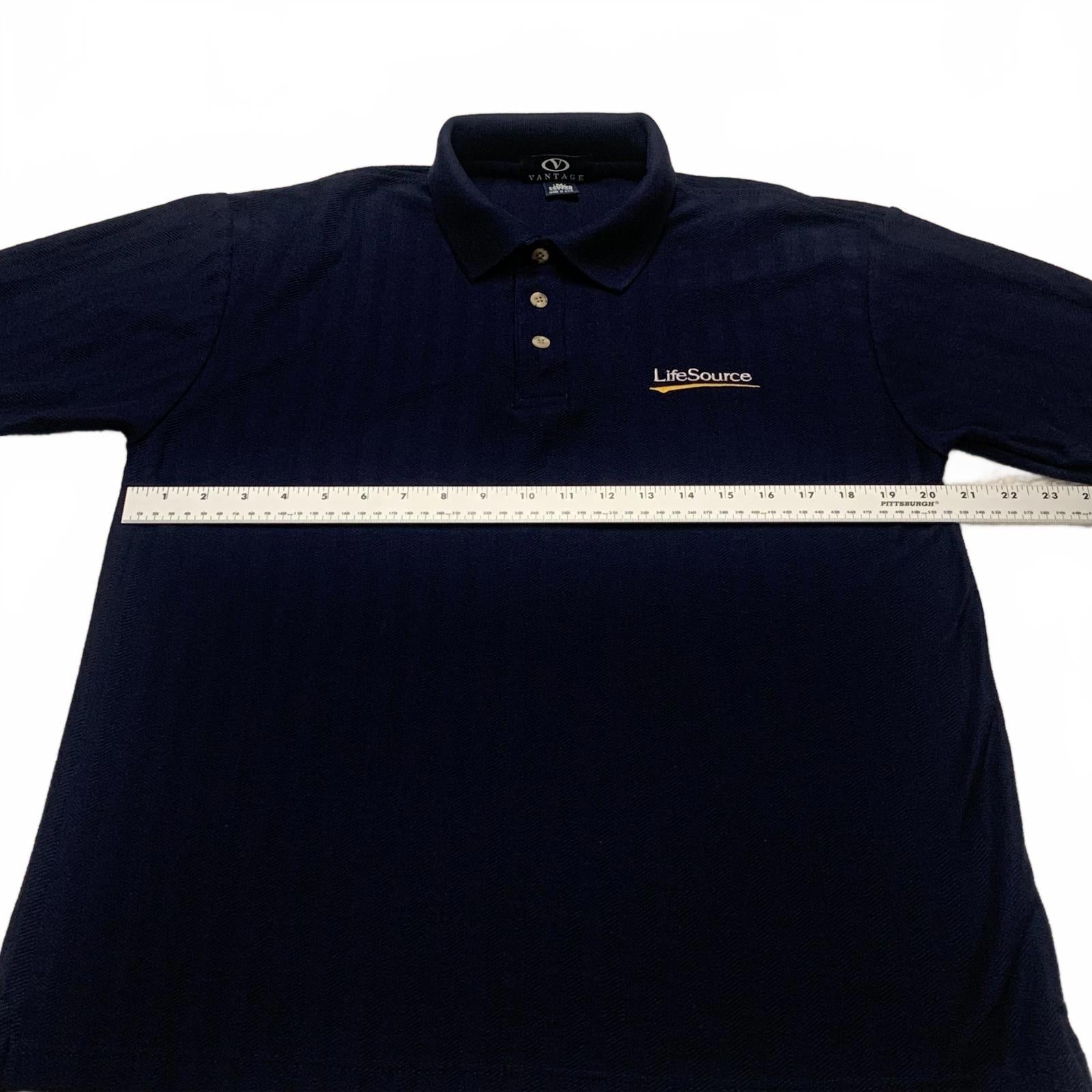 Vantage Men's Size Medium Navy Blue Polo Shirt 100% Combed Cotton