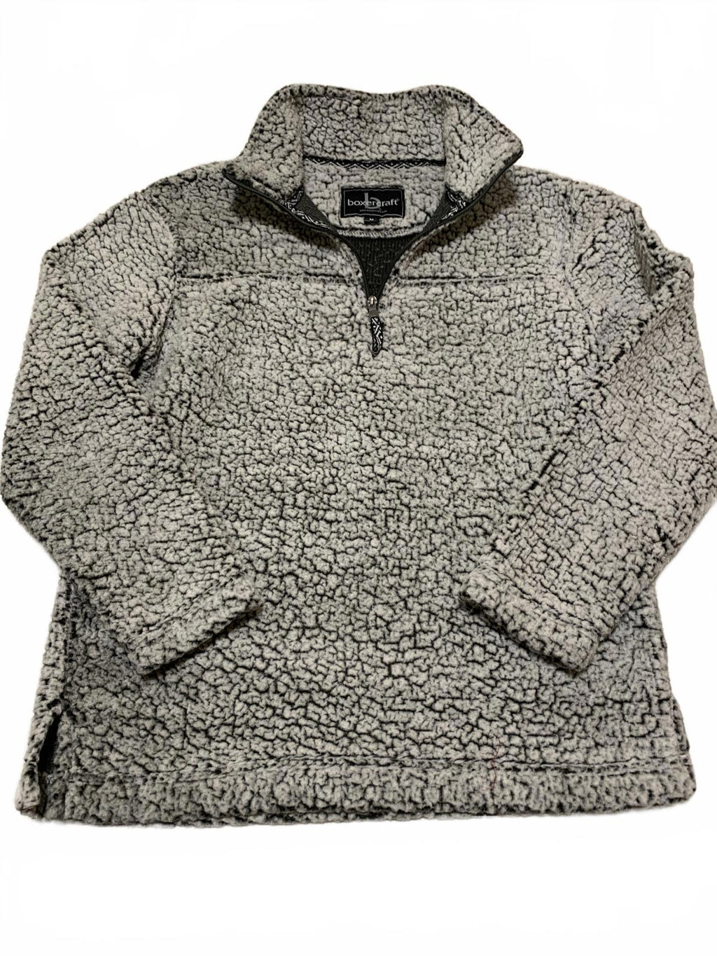 Boxercraft Men's Size M Gray Sherpa Fleece Quarter-Zip Pullover Jacket