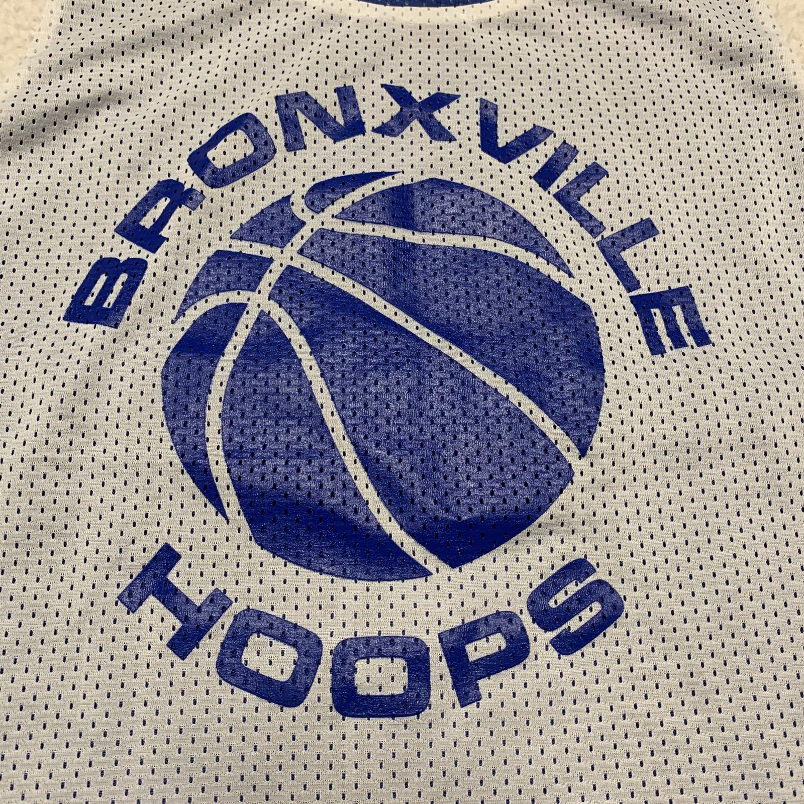 Sport-Tek Unisex Sz L Blue White Bronxville Hoops Basketball Jersey Reversible