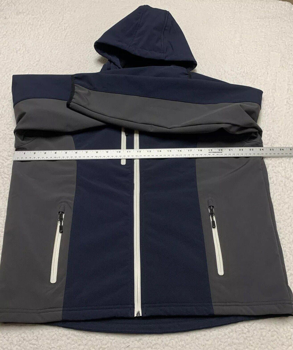 Landway Men's Medium Navy/Gray Hood Soft Shell Full-Zip Fleece Lined Golf Jacket