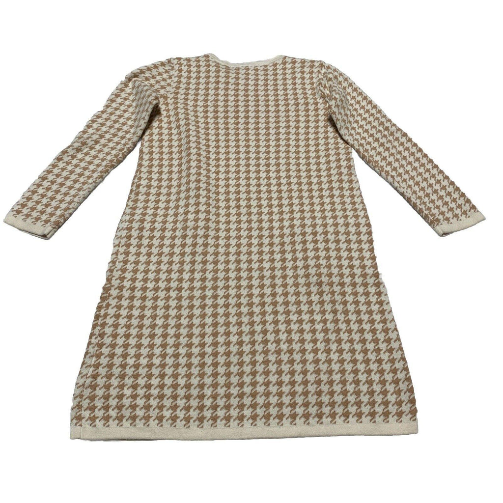 Hope & Henry Girls Size 10 Ivory Beige Houndstooth Sheath Dress Bow Knee Length