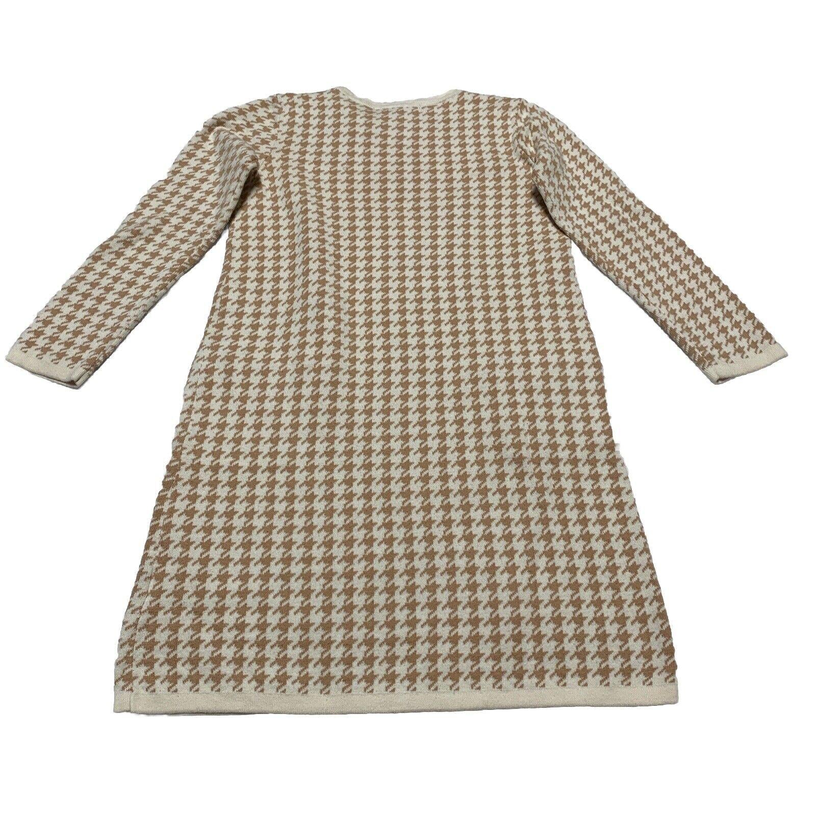 Hope & Henry Girls Size 10 Ivory Beige Houndstooth Sheath Dress Bow Knee Length