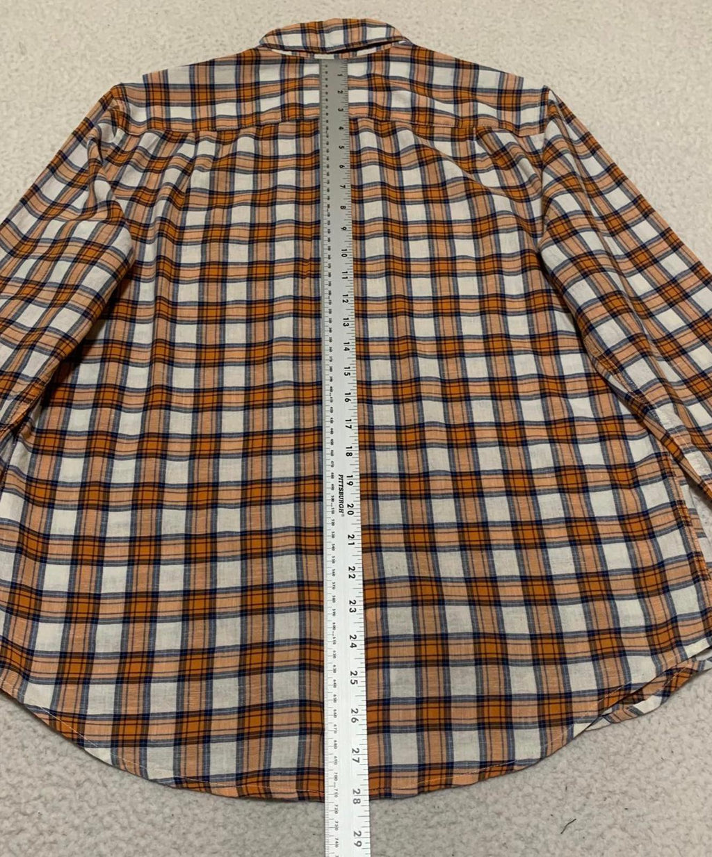 Steven Alan Men's Button-Down Shirt S Brown Orange Plaid USA
