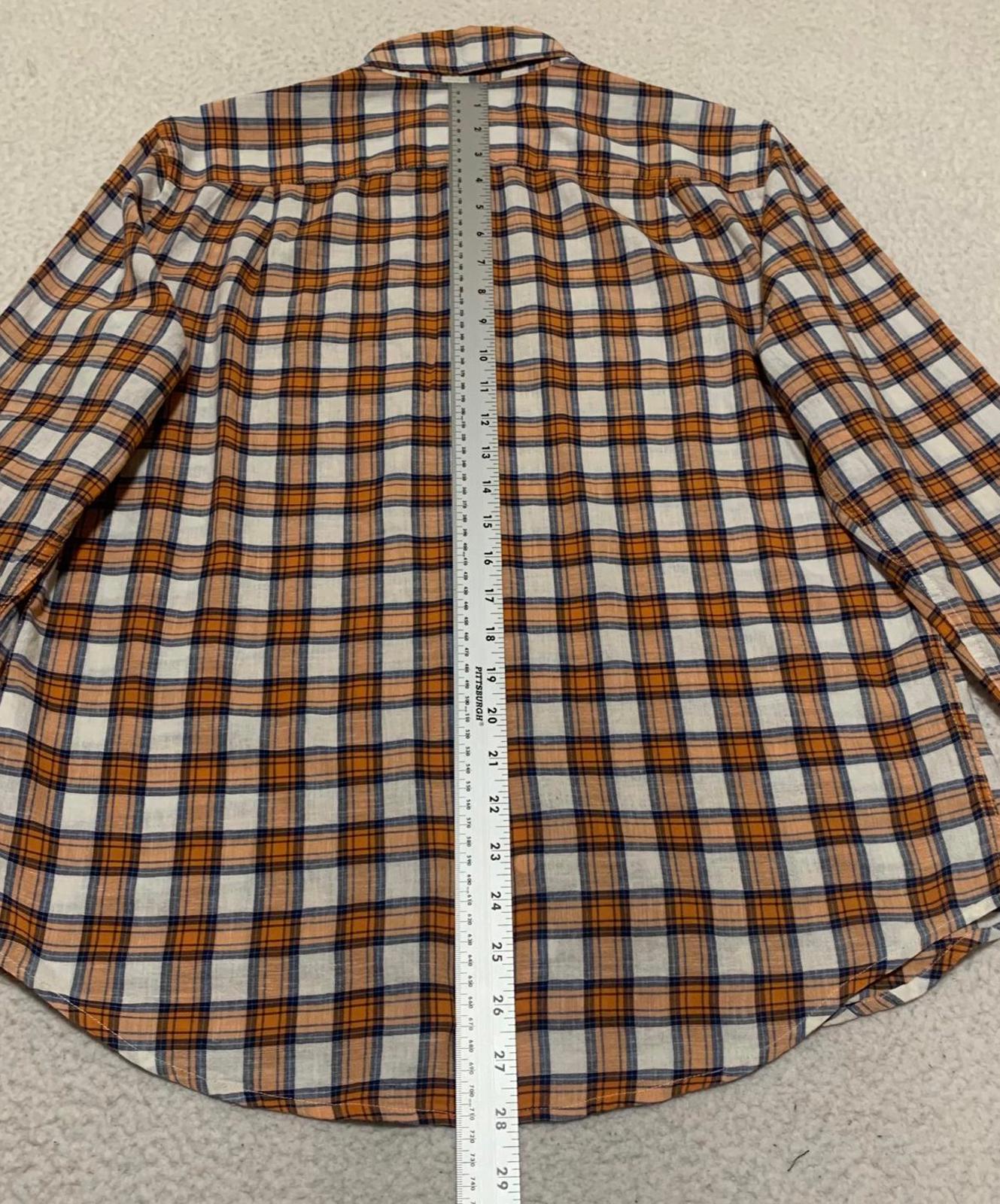 Steven Alan Men's Button-Down Shirt S Brown Orange Plaid USA