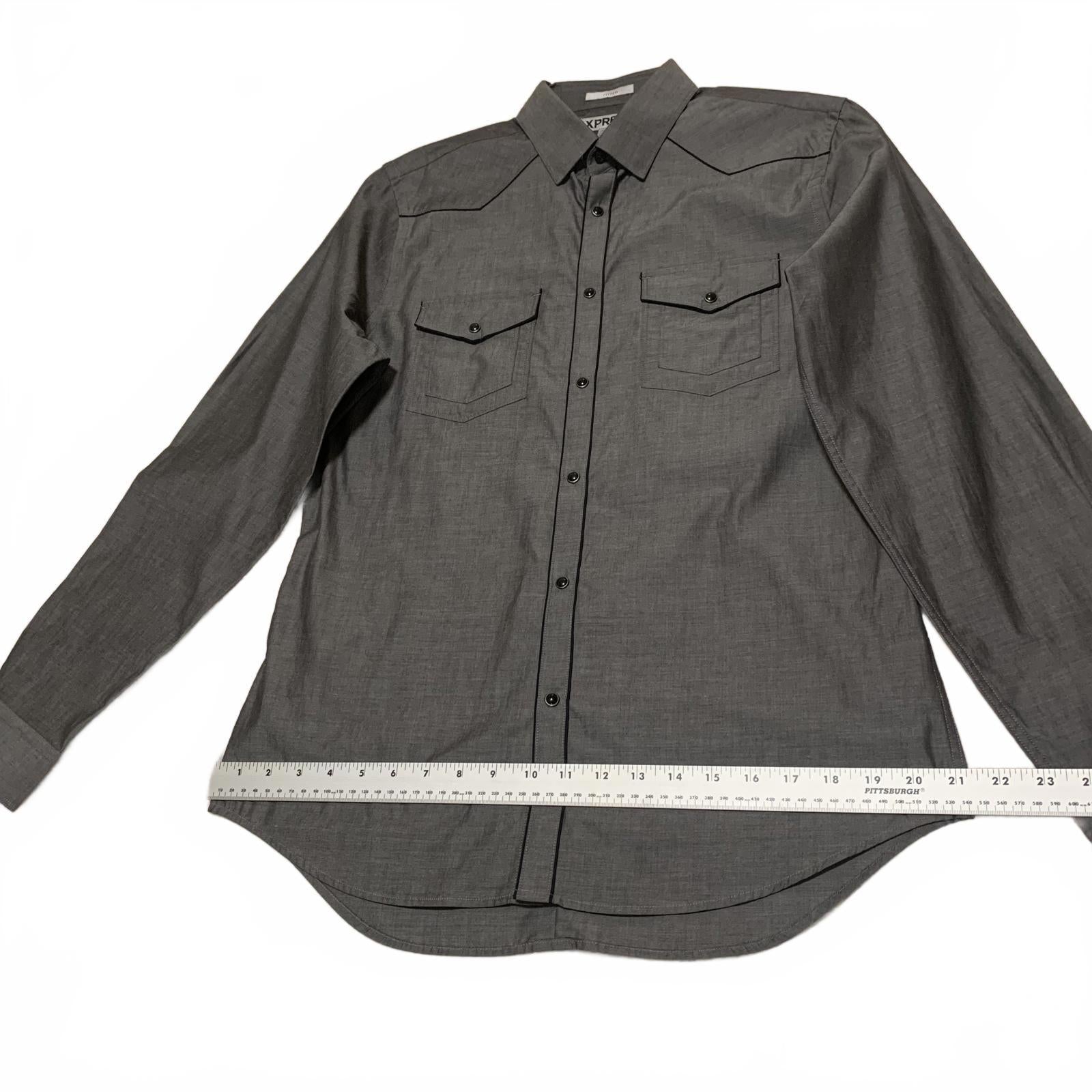 Express Men's Size Medium 15-151/2  Long Sleeve Casual Shirt Gray Western Style
