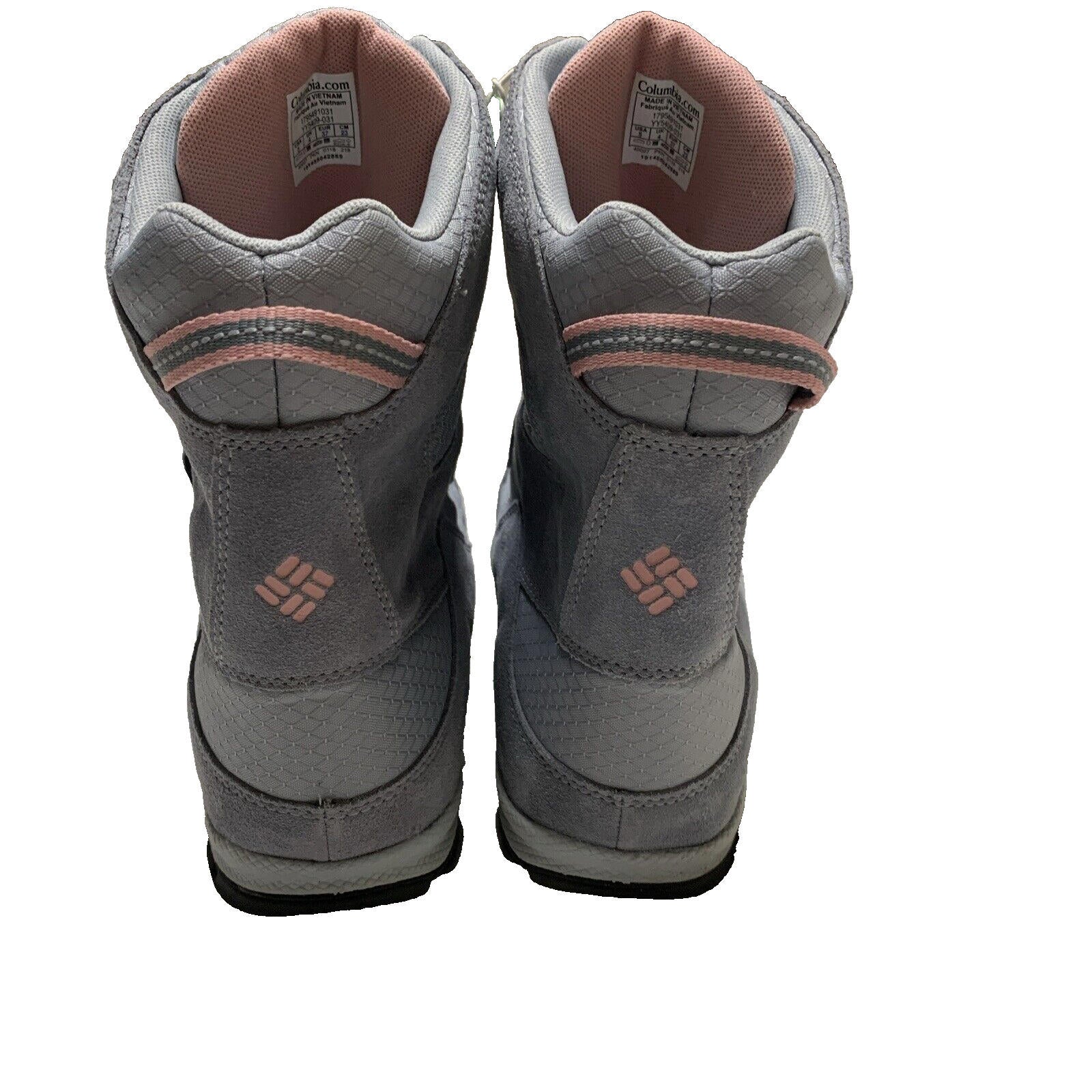 Columbia Youth Snow Boots Size 5 Waterproof Winter  Omni-Grip  Gray Pink